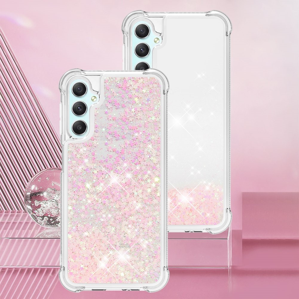 Glitter homokóra zselés tok Samsung Galaxy A24 készülékhez - rózsaszín / csillagok