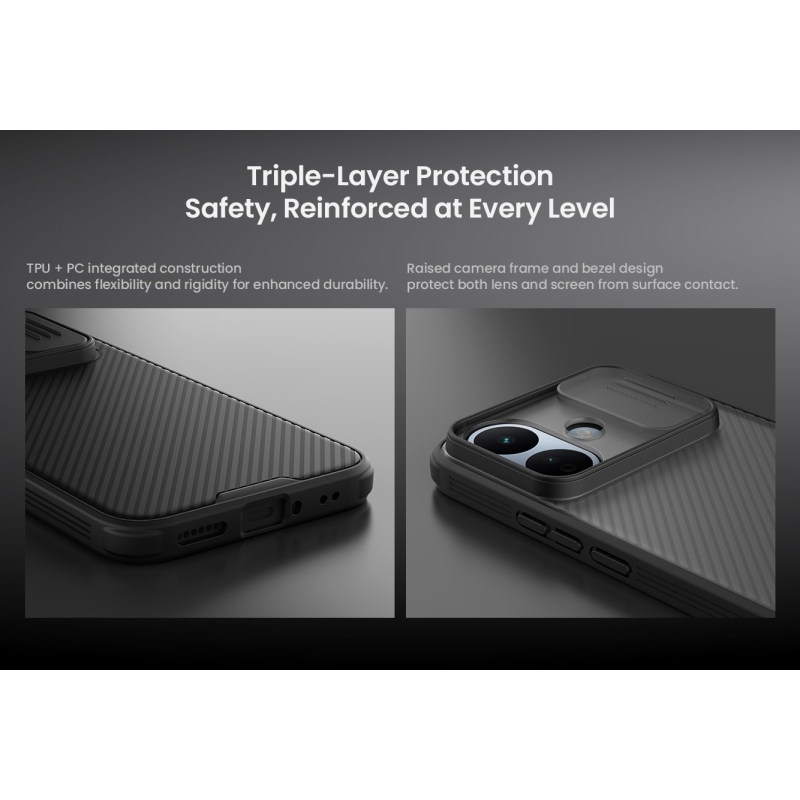 Nillkin CamShield PRO hátsó tok a Xiaomi Redmi Note 17 Pro 5G-hez, átlátszó fekete