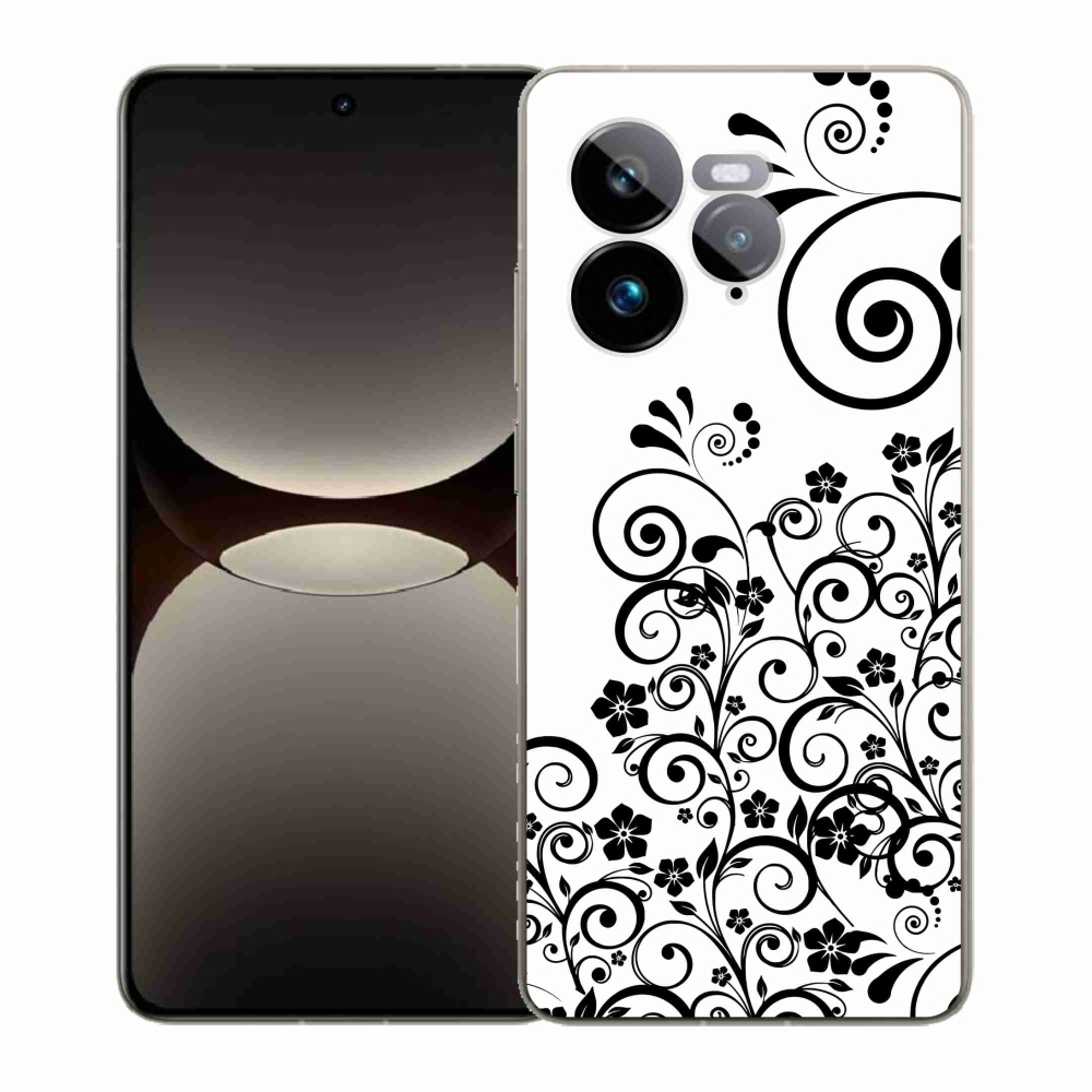 Gél borítás mmCase a Realme GT 7 Pro 5G-re - fekete és fehér virágminták