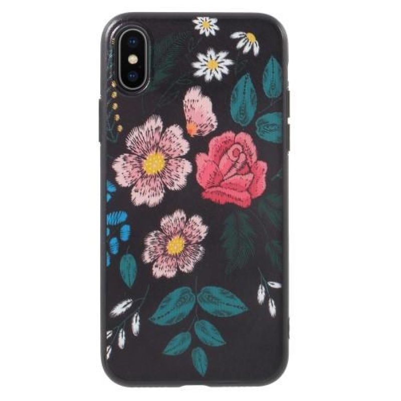 Ider zselés tok PU bőrrel borított iPhone X készülékhez - csokor