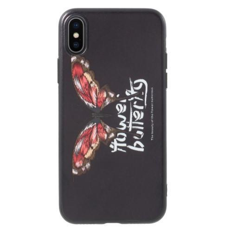 Ider gél tok PU bőrrel borított iPhone X készülékhez - pillangó