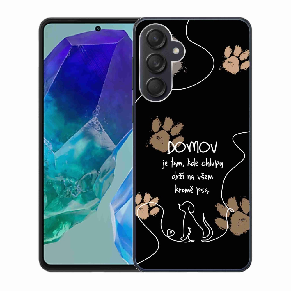 Gél borítás mmCase Samsung Galaxy M55 5G - kutya motívum fekete háttérrel
