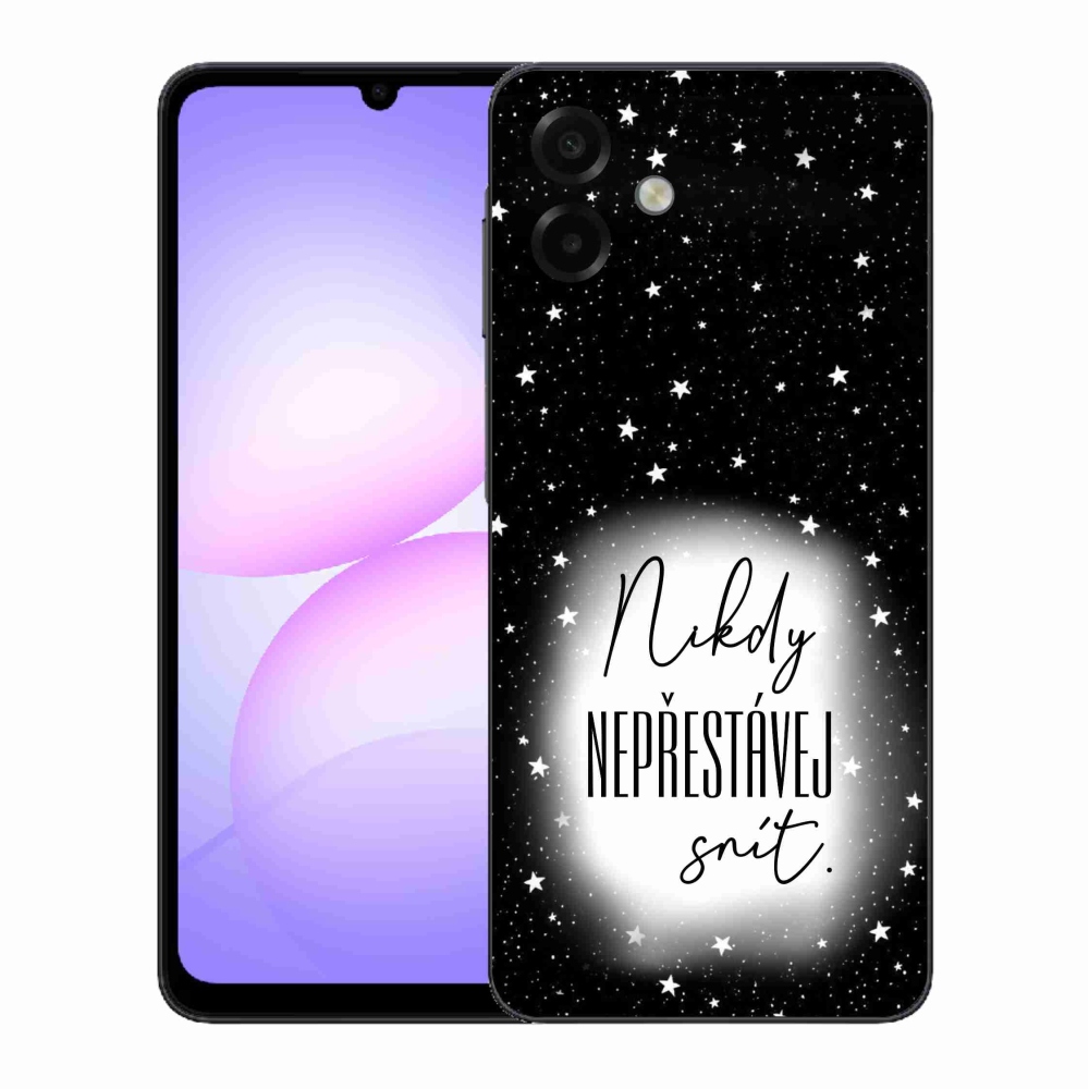 Gél borítás mmCase Samsung Galaxy A07 4G - idézet 1 fehér és fekete háttérrel