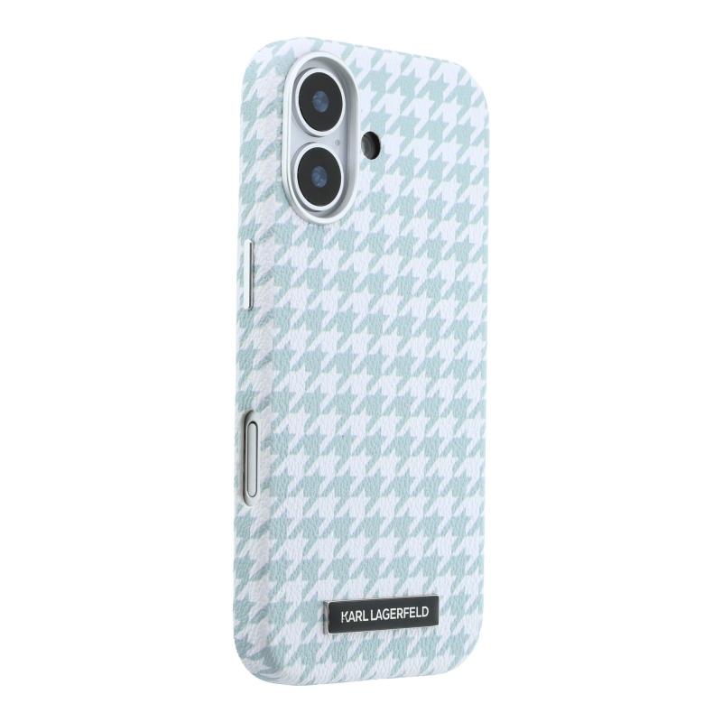 Karl Lagerfeld PU Houndstooth gyantalemez MagSafe hátlapi borító iPhone 17 kékhez