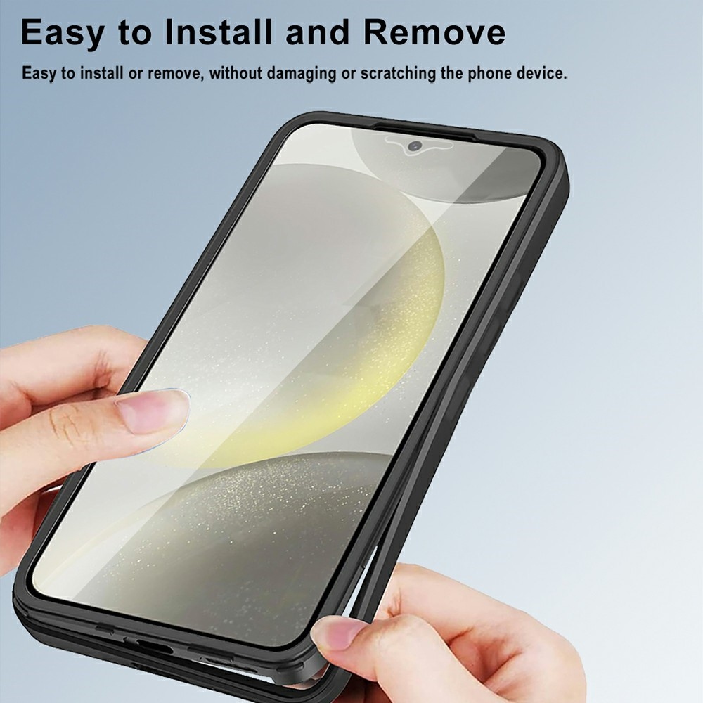 Akril zselés tok Samsung Galaxy S25 FE képernyővédő keretével - fekete