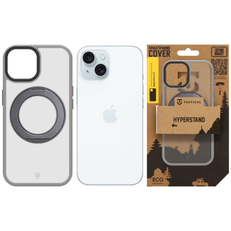 Tactical MagForce Hyperstand tok az Apple iPhone 15-hez, világosszürke
