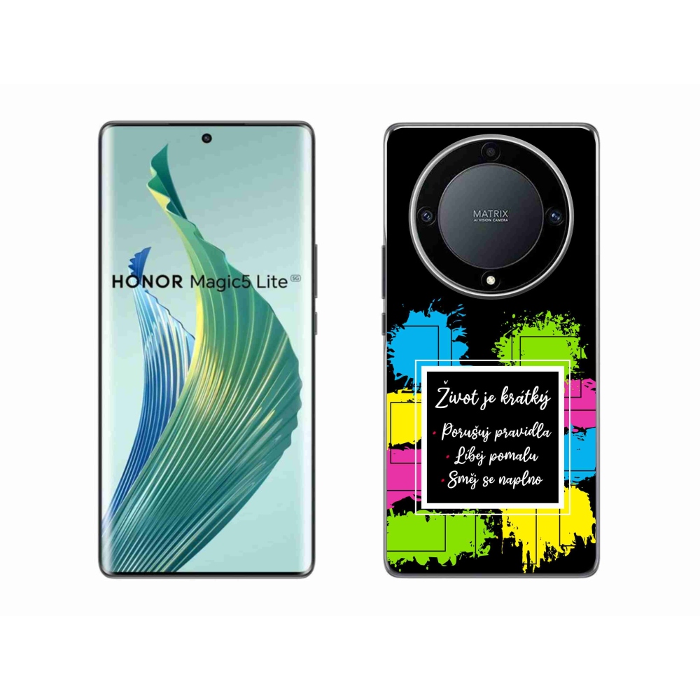 Gél borítás mmCase a Honor Magic 5 Lite 5G-n - Idézet 5 fekete háttér