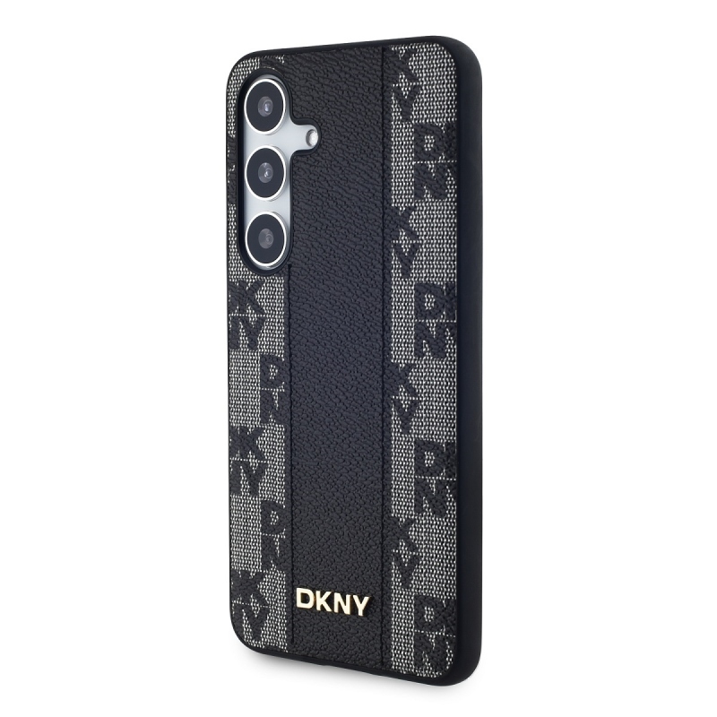 DKNY PU bőr kockás mintás Magsafe hátlap Samsung Galaxy S24+ fekete