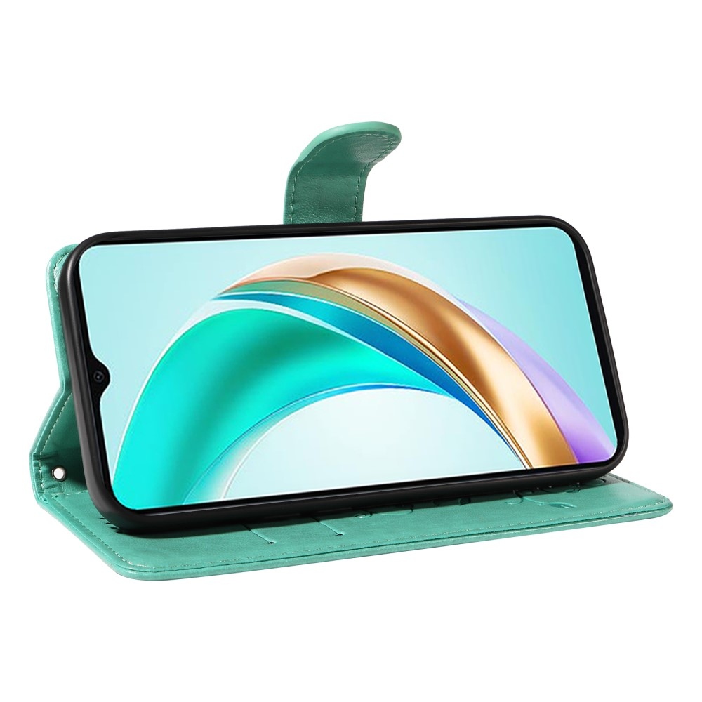 Virágos könyvtáska a Honor X6b készülékhez - teáskék színű