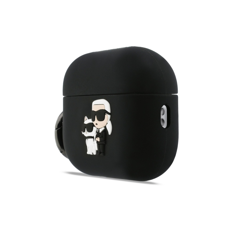 Karl Lagerfeld 3D logós NFT Karl and Choupette szilikontok AirPods Pro 3-hoz, fekete