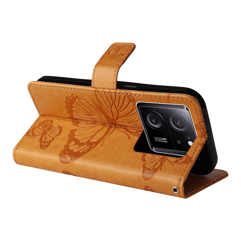 Nagy pillangó könyv tok a Xiaomi 13T/13T Pro-hoz - sárga