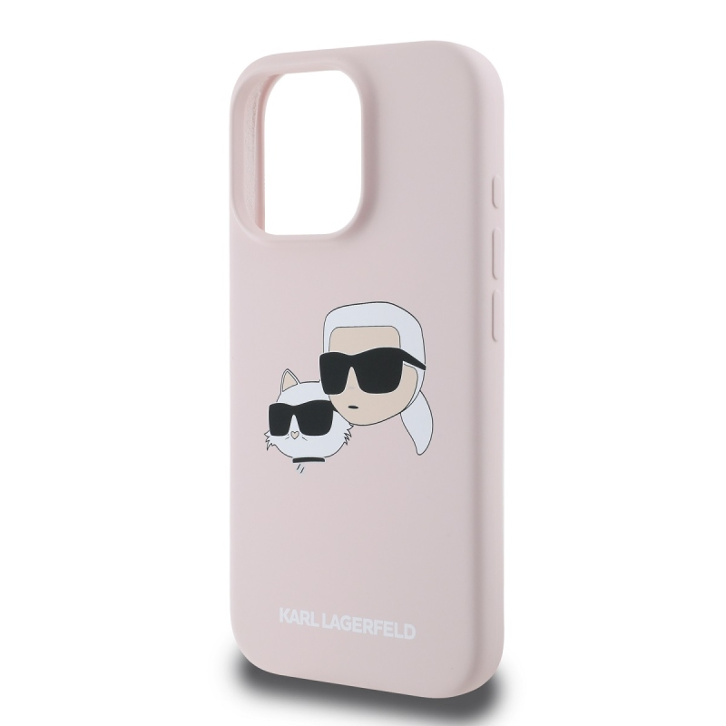 Karl Lagerfeld folyékony szilikon duplafejű MagSafe hátlap iPhone 16 Pro Max rózsaszínű iPhone 16 Pro Max készülékhez