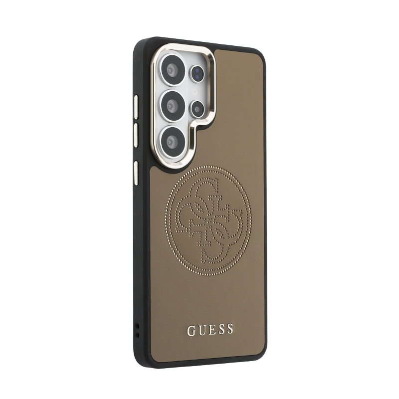 Guess PU perforált 4G logós mágneses hátlap Samsung Galaxy S26 Ultra Barna