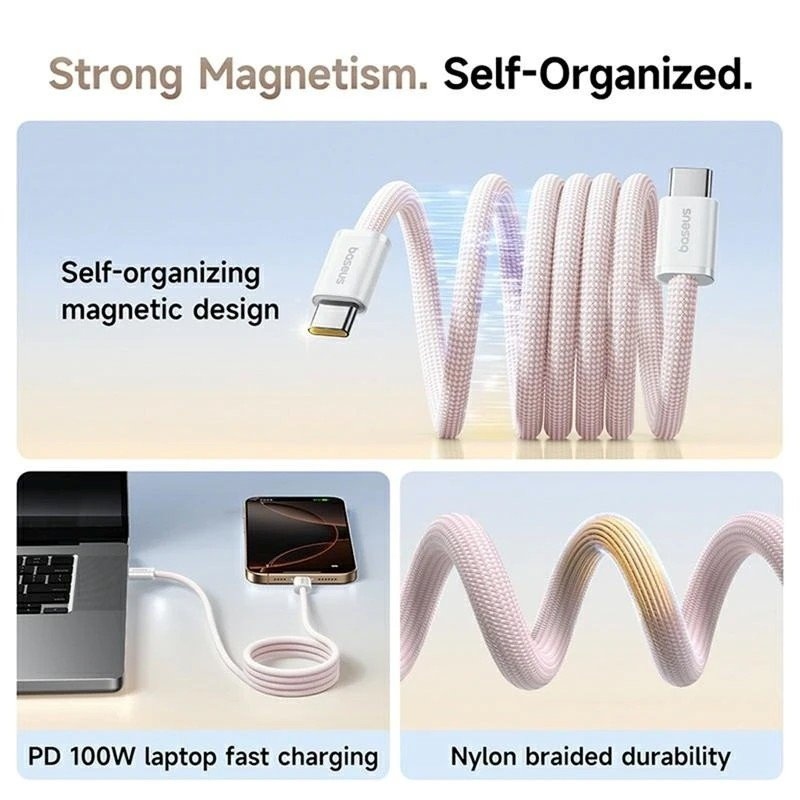 Baseus Dynamic 4 Pro Series USB-C adatkábel - USB-C 100W 1m Baby Pink