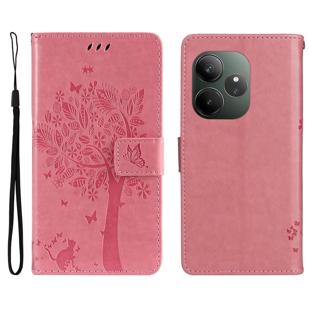 Fa könyvtáska a Realme GT 6 5G/GT 6T 5G számára - rózsaszín