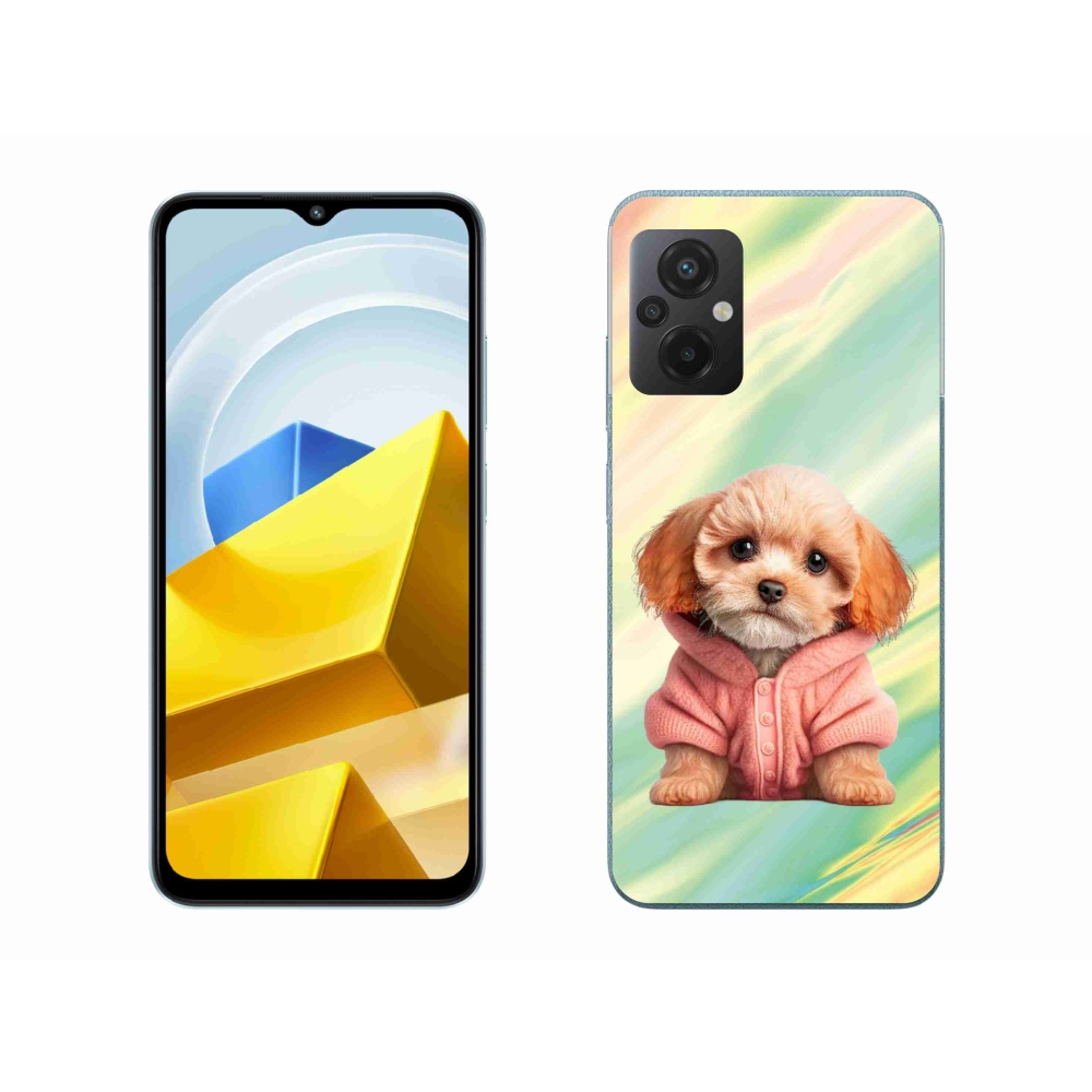 Gél borítás mmCase a Xiaomi Poco M5 4G-hez - pulóveres kölyökkutyákhoz