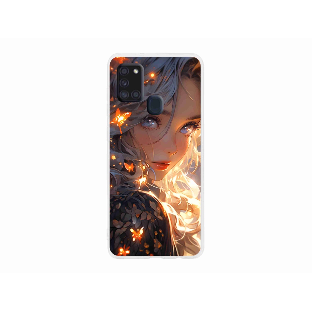 Gél borító mmCase Samsung Galaxy A21s készülékhez - lány és pillangók