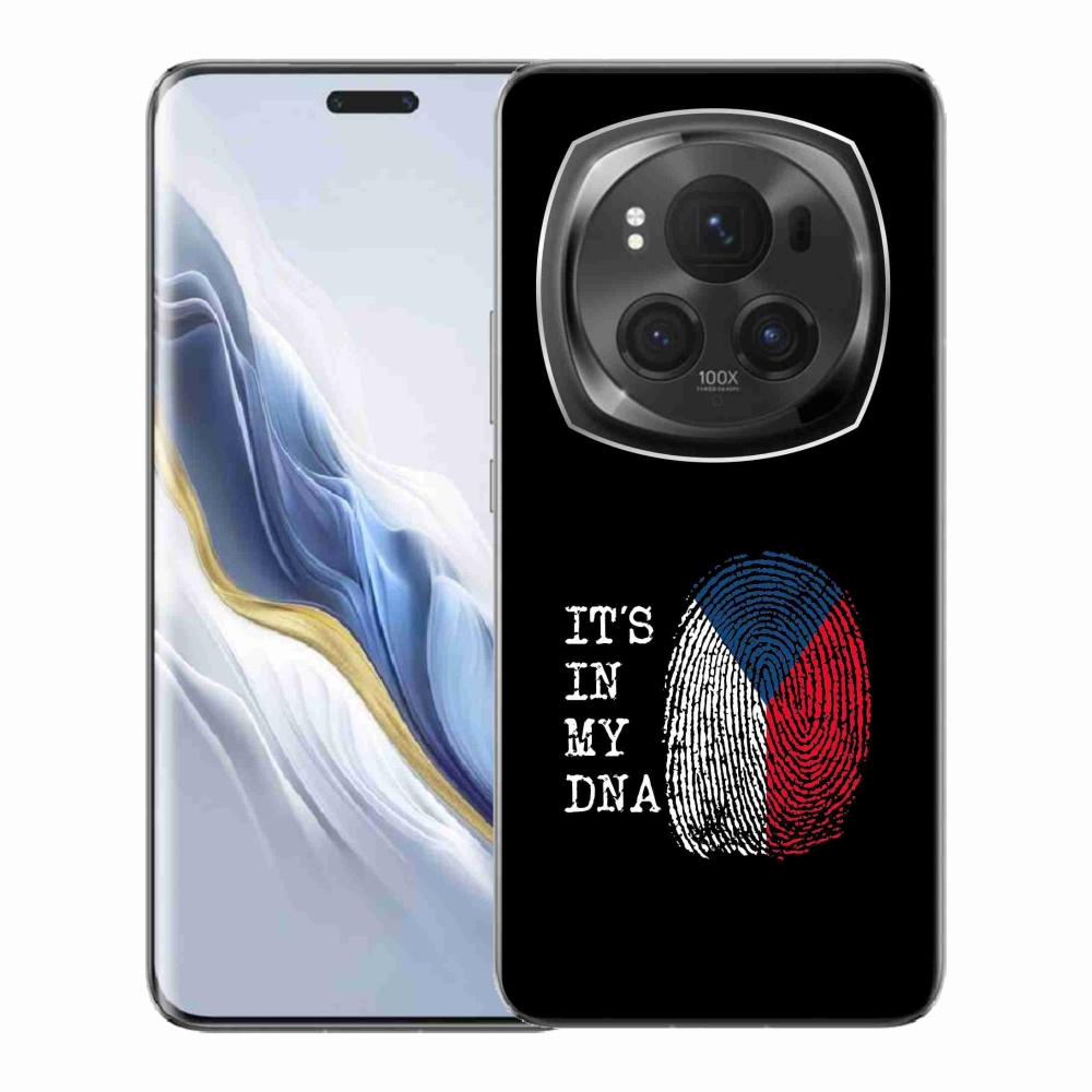 Gél borítás mmCase a Honor Magic 6 Pro 5G - zászlós ujjlenyomat fekete háttérrel