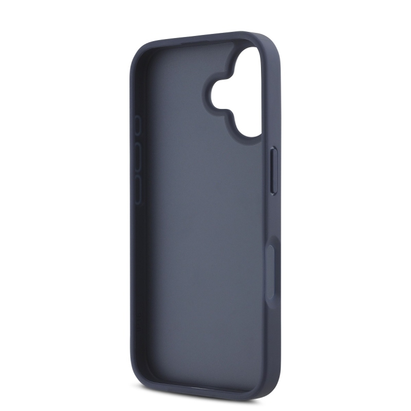 DKNY PU bőr ismétlődő mintás tonális csíkos hátlapi borító iPhone 16 kékhez