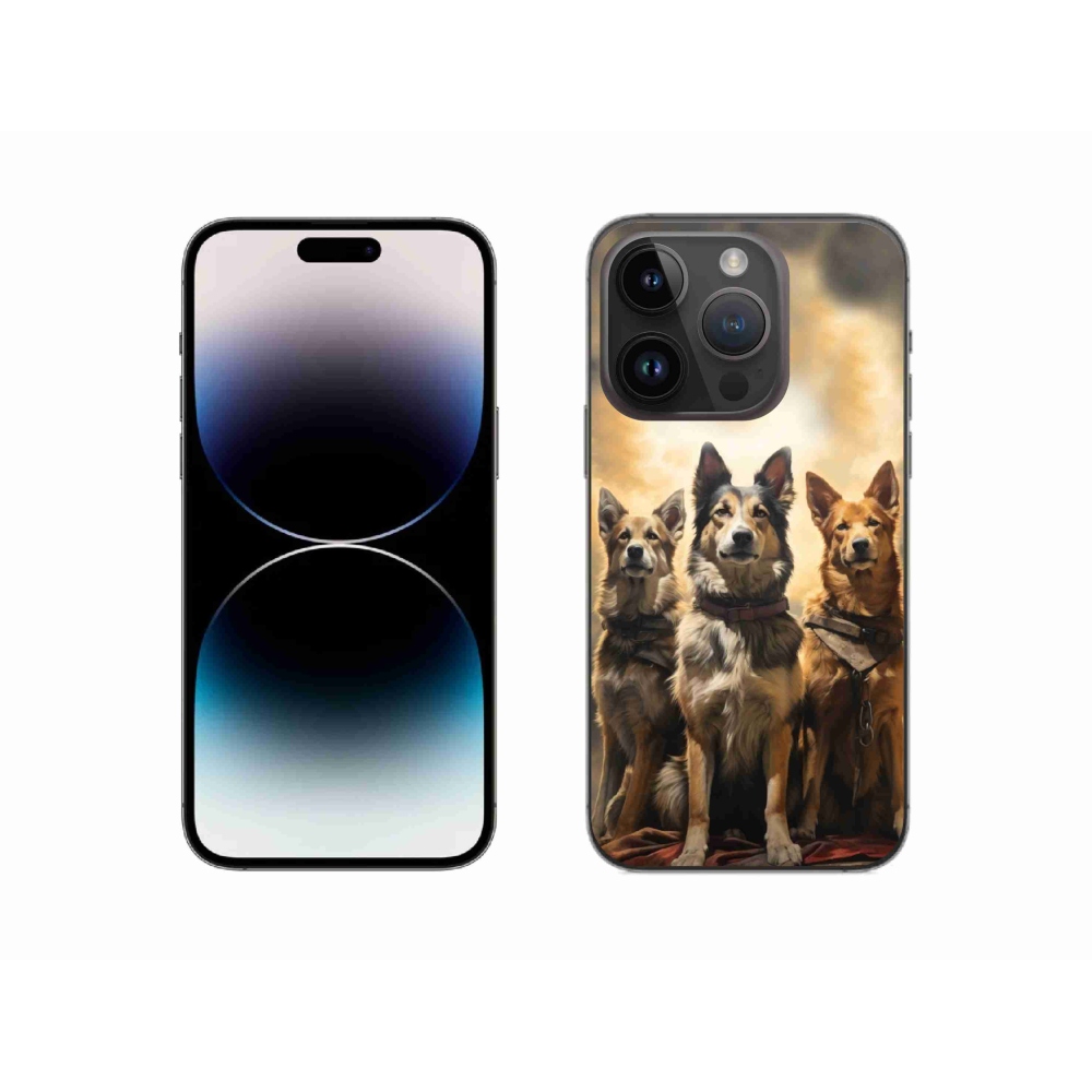 Zselés borítás mmCase iPhone 14 Pro készülékhez - három kutya