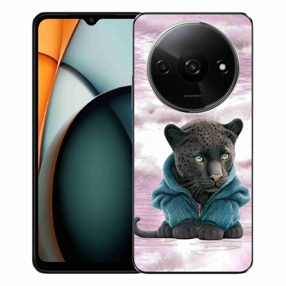 Gél borítás mmCase a Xiaomi Redmi A3-hoz - fekete párduc pulóverben
