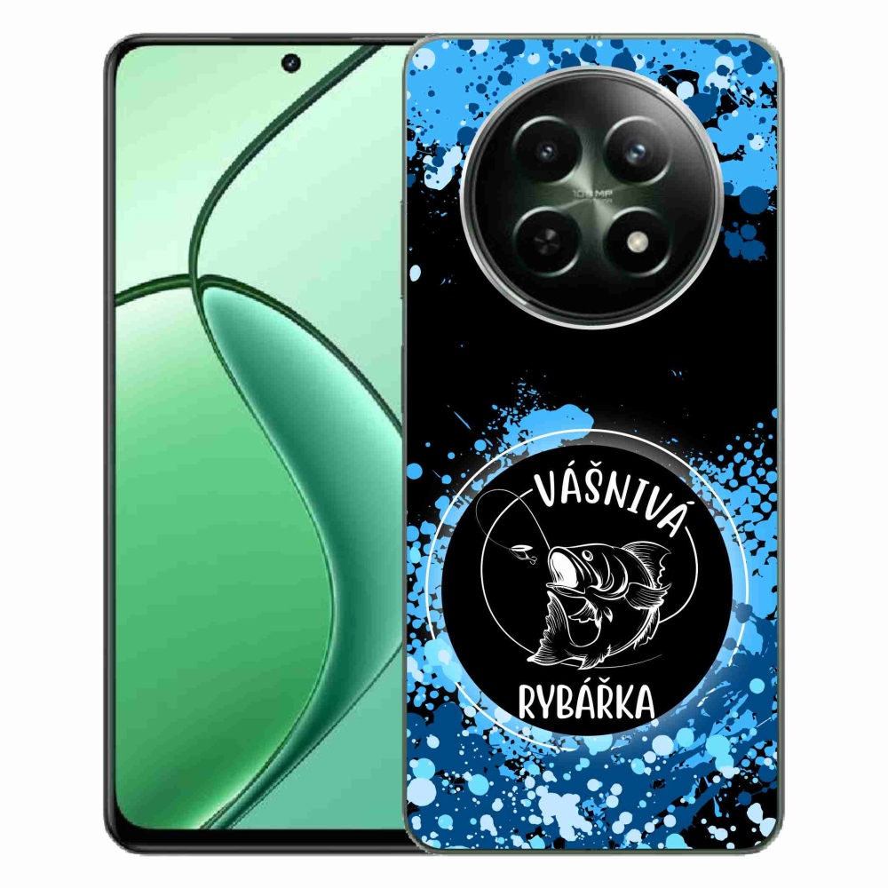 Gél borító mmCase a Realme 12 5G/12x 5G készülékhez - szenvedélyes halásznő fekete háttérrel