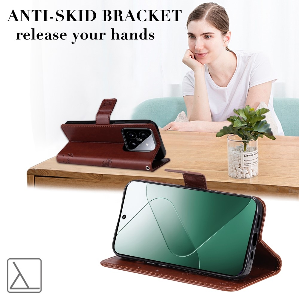 Fák könyve tok Xiaomi 14 - barna