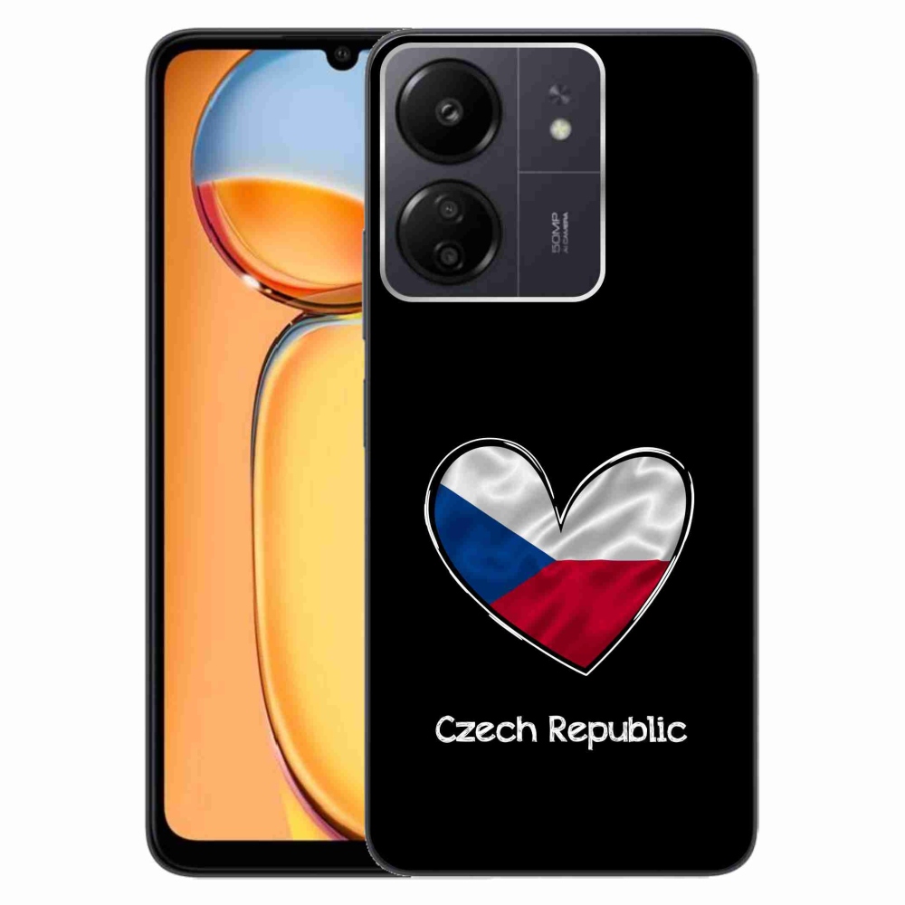 Gél borító mmCase a Xiaomi Poco C65/Redmi 13C számára - szív zászló fekete háttérrel