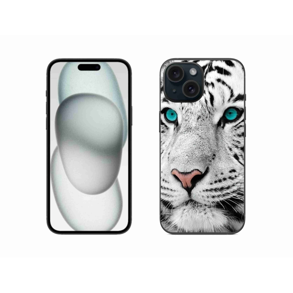 Zselés borítás mmCase iPhone 15 készülékhez - fehér tigris