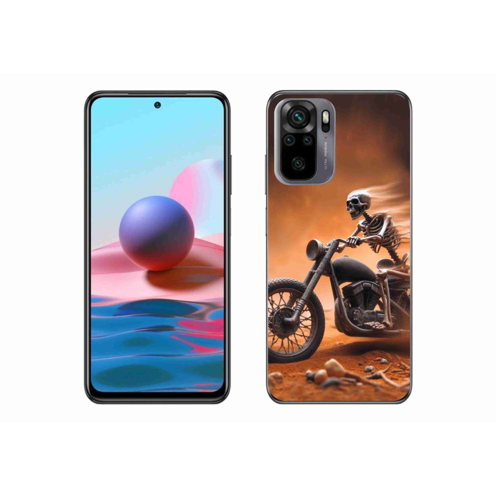 Gél borító mmCase a Xiaomi Redmi Note 10 4G-hez - csontváz a motorkerékpáron