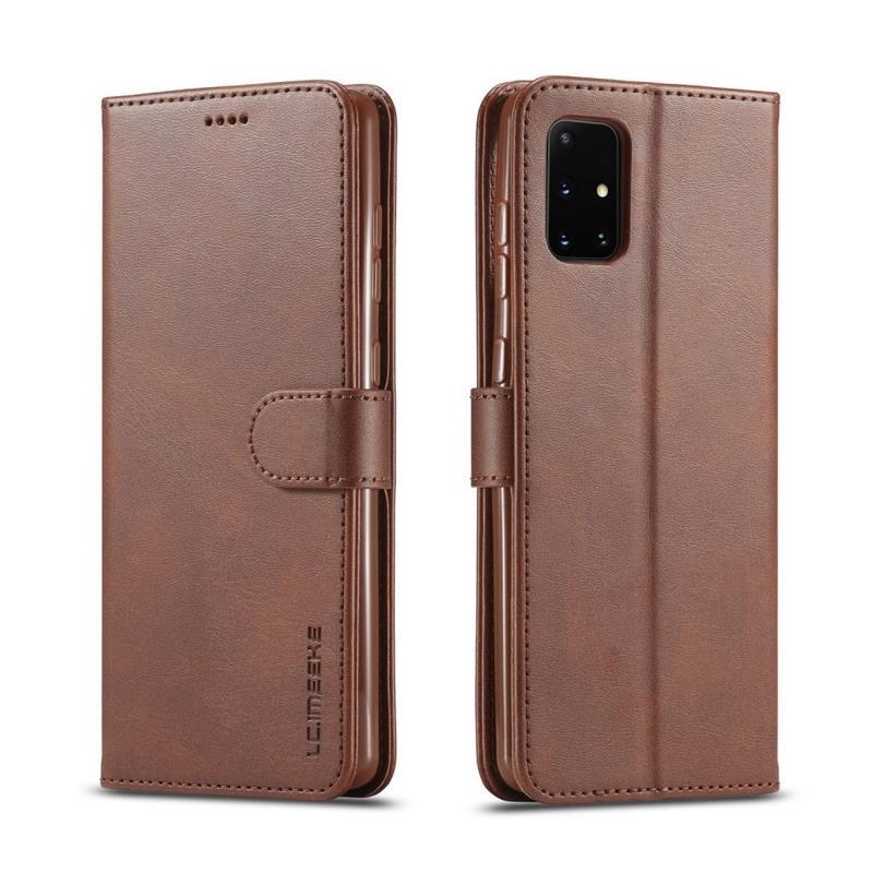IMEEKE PU bőr pénztárca-tok a Samsung Galaxy A31 mobiltelefonhoz – kávészínű