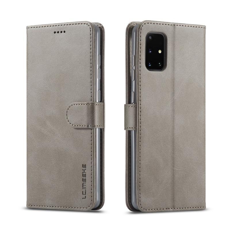 IMEEKE PU bőr pénztárca-tok a Samsung Galaxy A31 mobiltelefonhoz – szürke