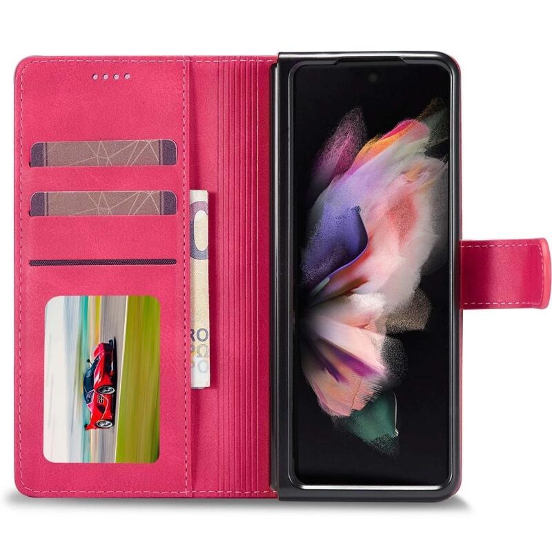 IMK PU bőr tok Samsung Galaxy Z Fold4 5G - rózsaszín - rózsa