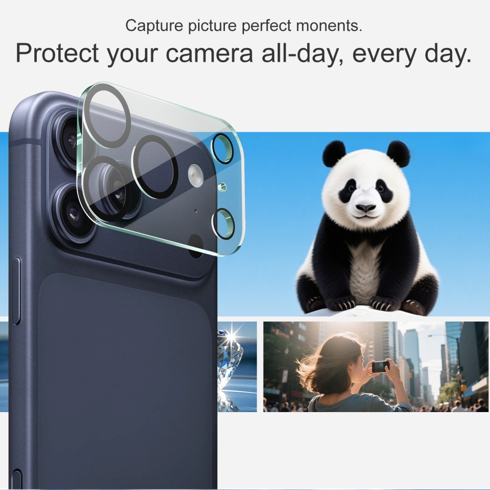 IMK üveg védőfólia az iPhone 18 Pro Max kamera lencséjéhez – fekete gyűrűkkel