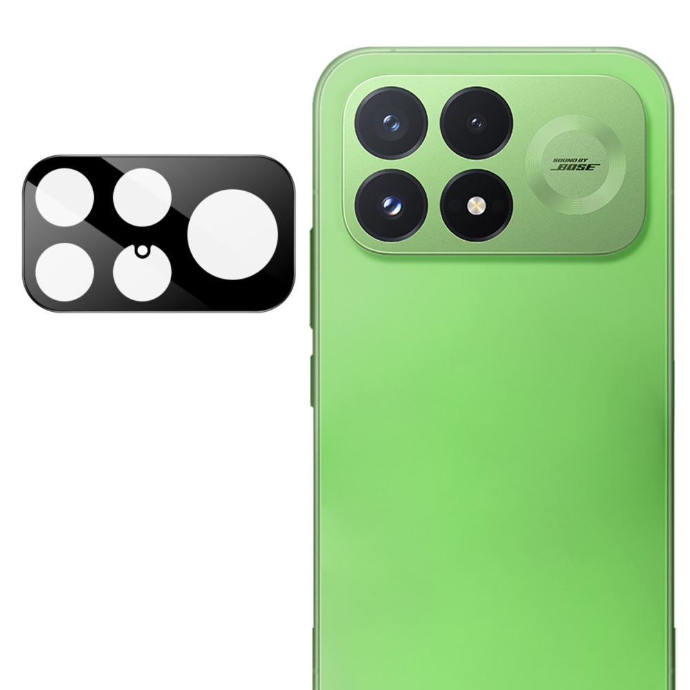 IMK kameraobjektív-üveg a Xiaomi Poco F9 Pro 5G-hez (önálló üvegek) felszerelő kerettel – fekete