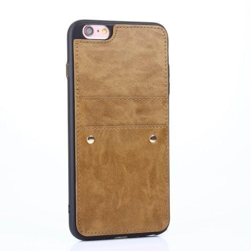 Imme zselés borító rekesszel és PU bőr hátlappal iPhone 6 és iPhone 6s készülékhez - khaki színű