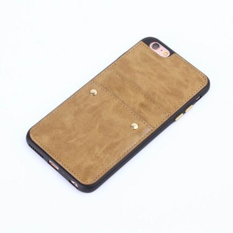 Imme zselés borító rekesszel és PU bőr hátlappal iPhone 6 és iPhone 6s készülékhez - khaki színű