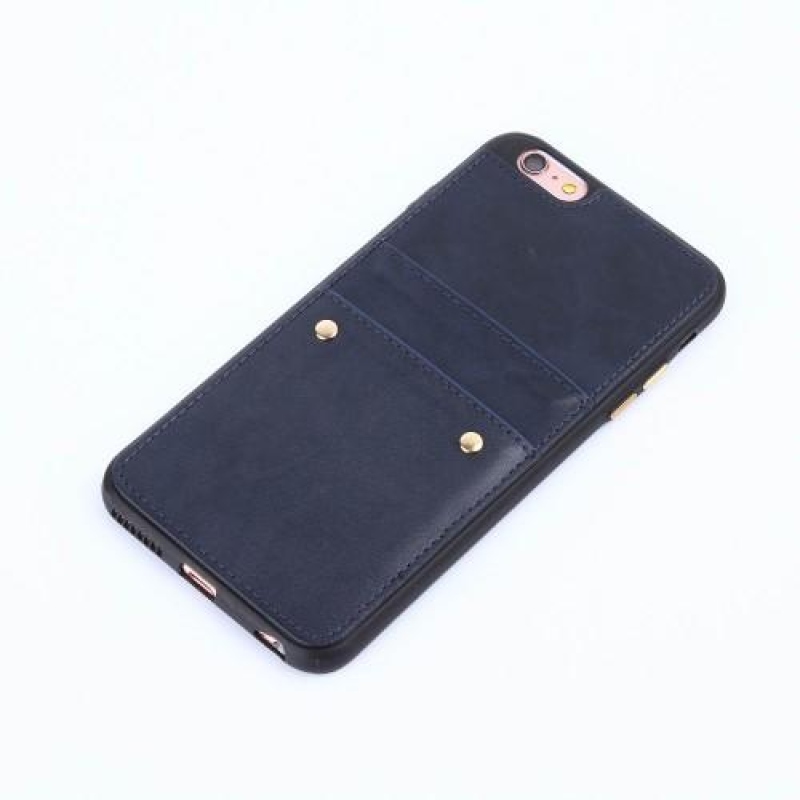 Imme zselés borító rekesszel és PU bőr hátlappal iPhone 6 és iPhone 6s készülékhez - sötétkék
