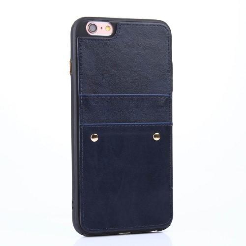Imme zselés borító rekesszel és PU bőr hátlappal iPhone 6 és iPhone 6s készülékhez - sötétkék