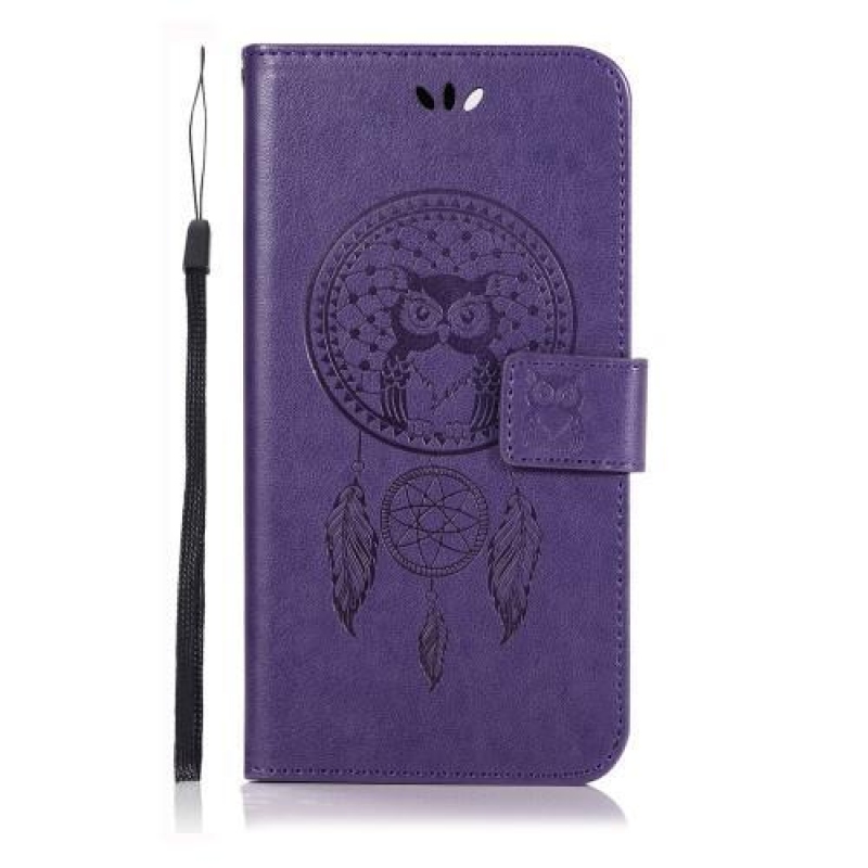 Impresszum PU bőr pénztárca tok Samsung Galaxy A30 / A20-hoz - lila