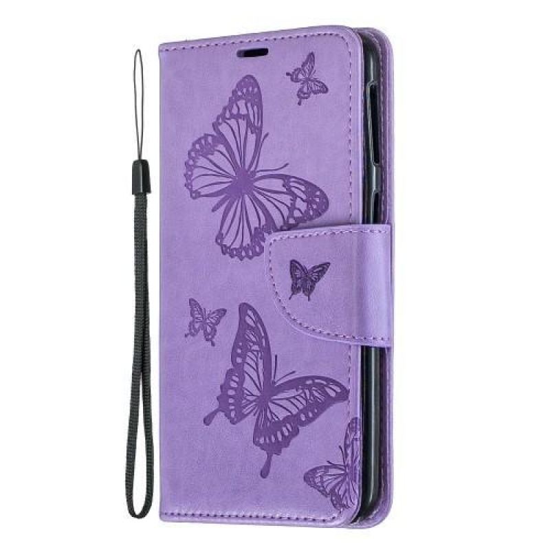 Impresszum PU bőr tok Samsung Galaxy A40 készülékhez - lila