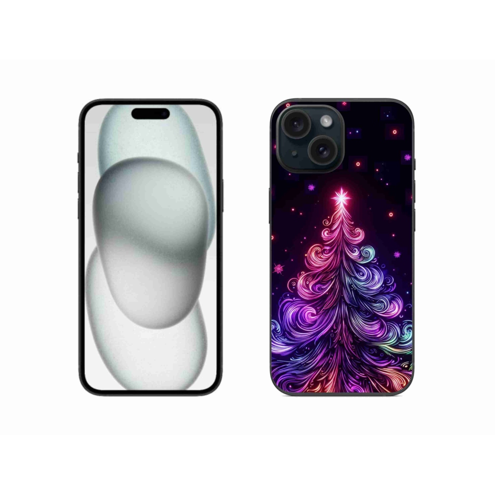 Gél borítás mmCase iPhone 15 készülékhez - neon karácsonyfa 1