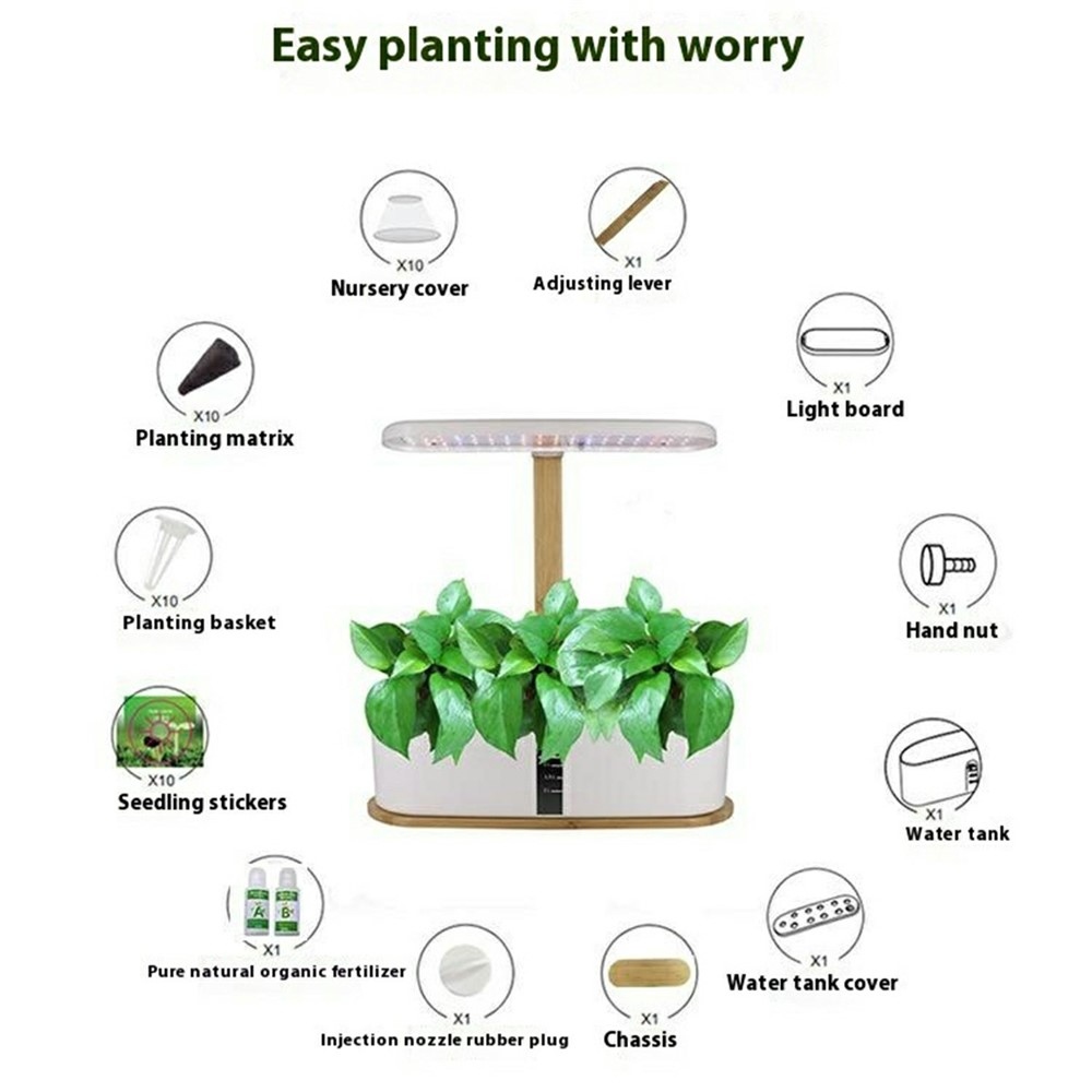 Okos hidroponikus virágcserép LED lámpával otthoni gyógynövénytermesztéshez