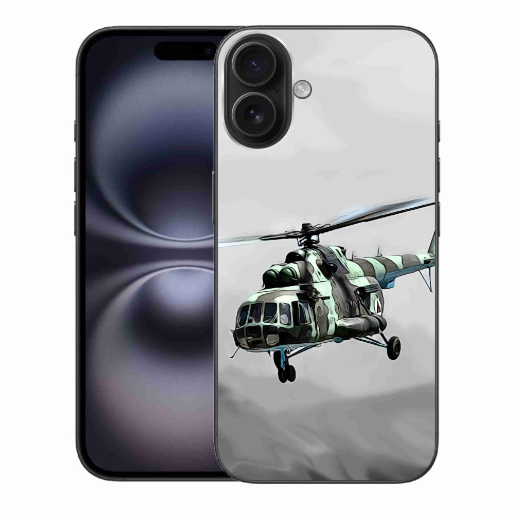Zselés borítás mmCase iPhone 16 Plus készülékhez - katonai helikopter