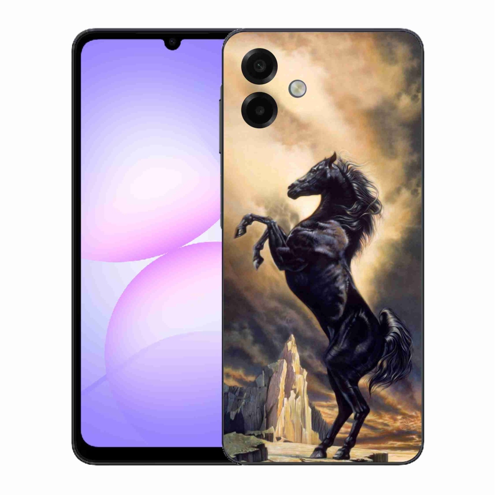 Zselés borítás mmCase Samsung Galaxy A07 4G - fekete rajzfilm lóhoz