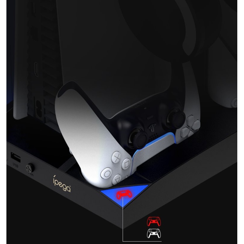 iPega P5013 töltő és hűtőállomás PS5 és PS5 vezérlőhöz Fekete