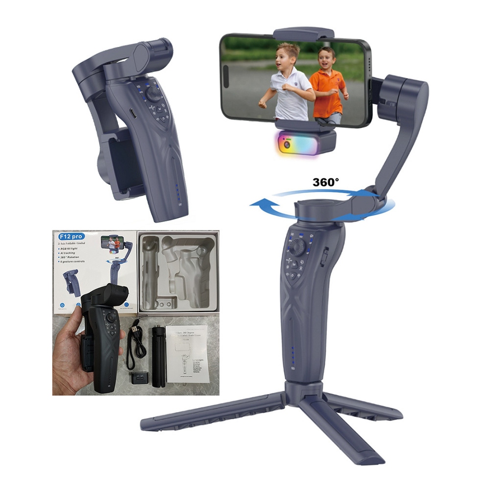 F12 Pro 3 tengelyes gimbal stabilizátor mobiltelefonhoz AI követéssel