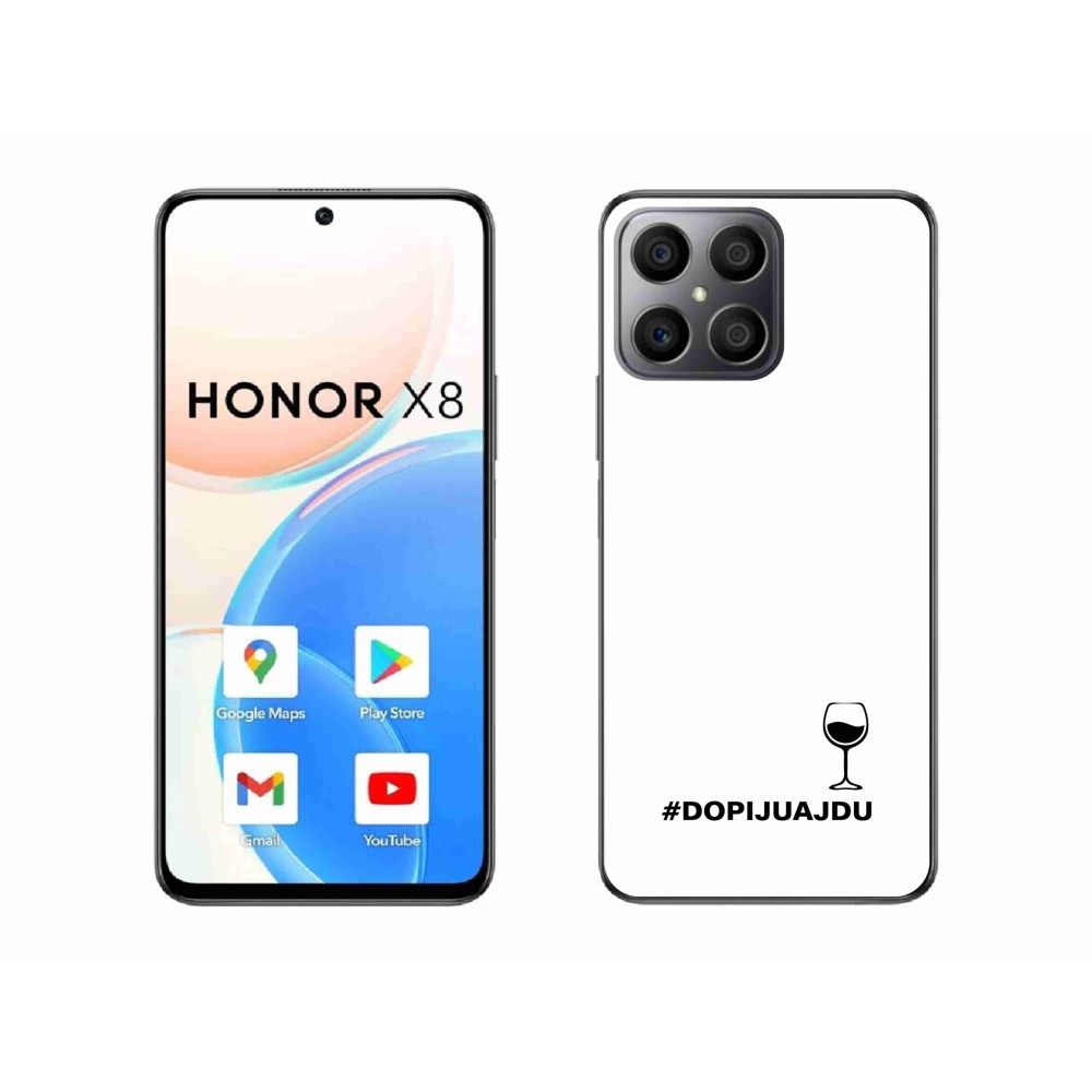 Gél borítás mmCase a Honor X8 4G készülékhez - bor motívum fehér háttérrel
