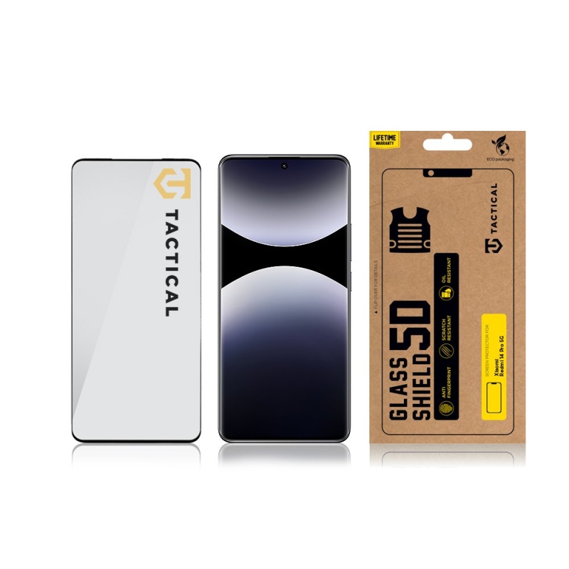 Taktikai üvegpajzs 5D üveg a Xiaomi Redmi Note 14 Pro 4G/5G/Poco X7 5G Fekete számára