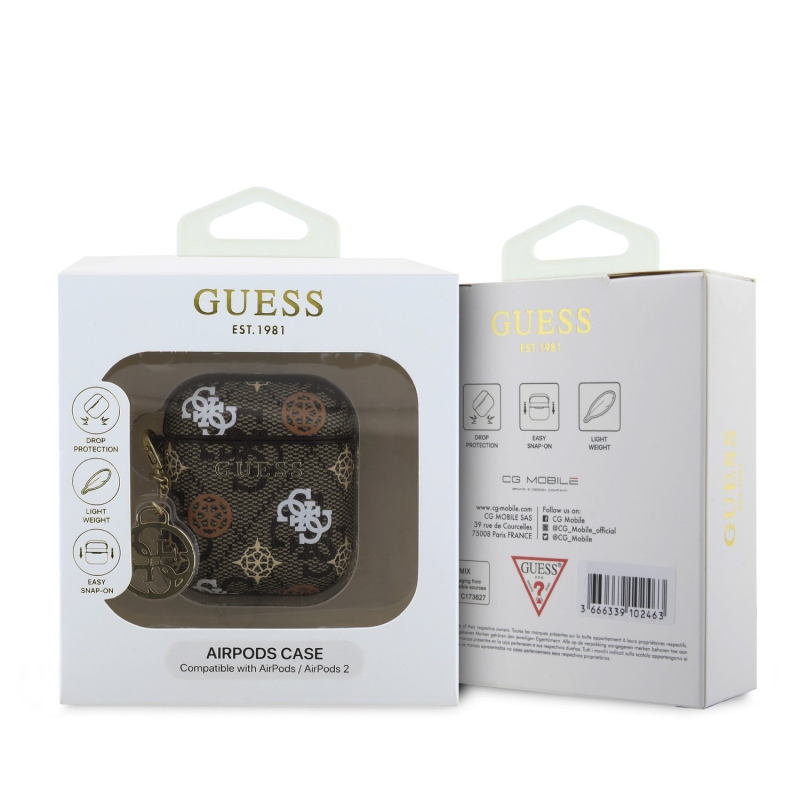 Guess PU 4G Peony Charm tok AirPods 1/2 barna színhez